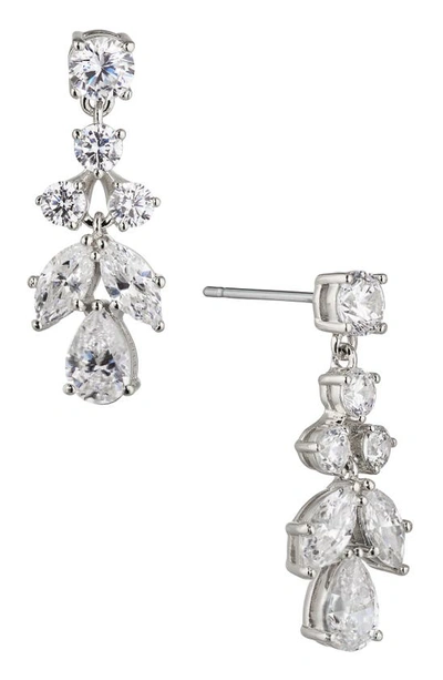 Nadri Cubic Zirconia Cluster Drop Earrings In Rhodium