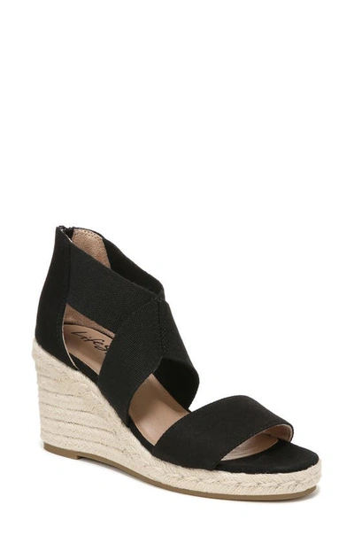 Lifestride Thrive Espadrille Platform Wedge Sandal In Black