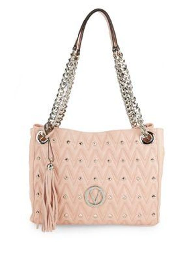 Valentino By Mario Valentino Luisa Studded Chain Shoulder Bag In Rose