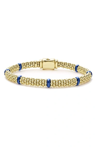 Lagos Blue Caviar Ceramic Station Bracelet In Gold