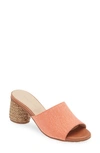 Chocolat Blu Block Heel Sandal In Light Orange Linen