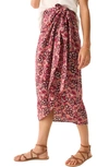 Faherty Pacifica Floral Linen Blend Wrap Midi Skirt In Desert Bloom