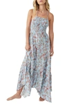 Free People Heat Wave Floral Print High/low Dress In Robins Egg