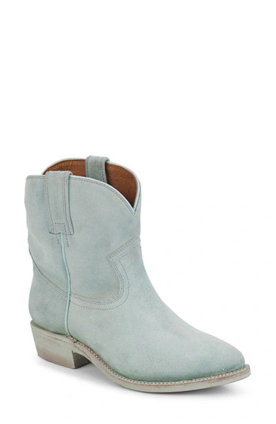 Frye Billy Western Bootie In Light Blue Velour Leather