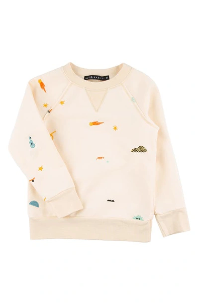 Miki Miette Kids' Iggy Rock 'n' Roll Embroidered Sweatshirt In Cream