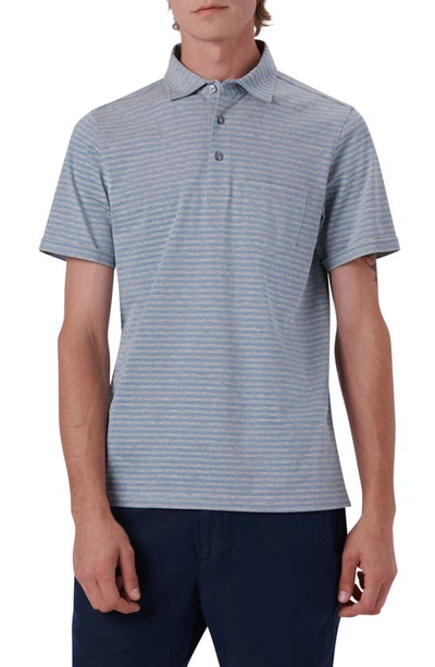 Bugatchi Stripe Short Sleeve Cotton Polo In Atoll