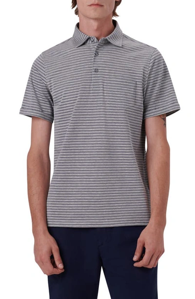 Bugatchi Stripe Short Sleeve Cotton Polo In Navy