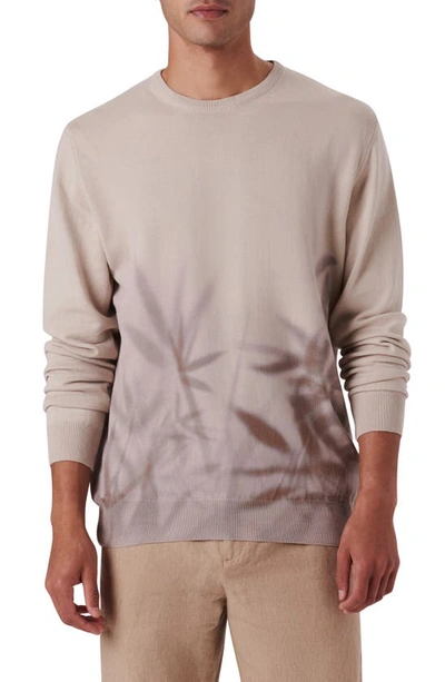Bugatchi Leaf Print Cotton Sweater In Almond