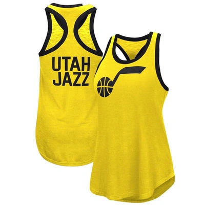 G-iii 4her By Carl Banks Gold Utah Jazz Showdown Scoop-neck Racerback Tank Top