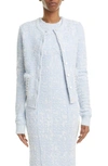 Givenchy Logo-print Tweed-knit Short Jacket In Blue