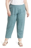 Eileen Fisher Cropped Delave Linen Lantern Pants In Nile