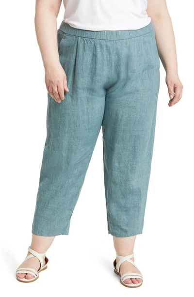 Eileen Fisher Cropped Delave Linen Lantern Pants In Nile