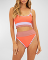Beach Riot Emmy High-waist Colorblock Bikini Bottoms In Orange