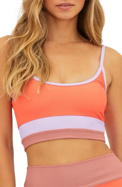 Beach Riot Eva Ribbed Colorblock Bikini Top In Oasis Colorblock