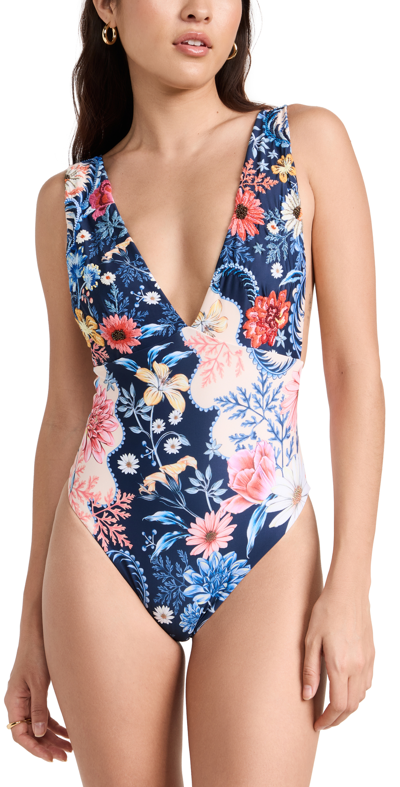 Agua Bendita Tulipa Ross Embroidered One-piece Swimsuit In Multicolor