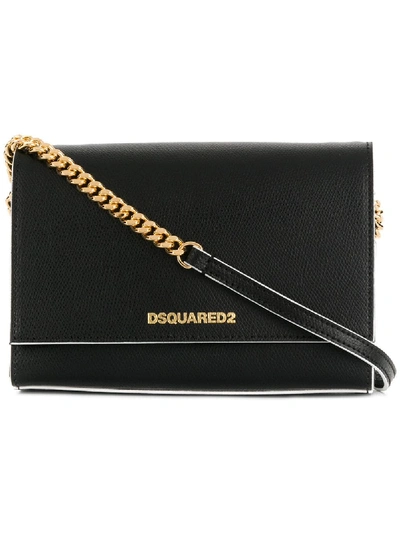 Dsquared2 Metallic Logo Shoulder Bag In Black