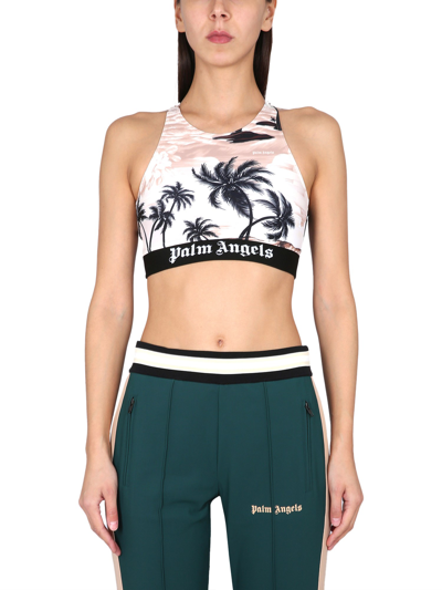 Palm Angels Top Sport Logo Clothing In Neutrals