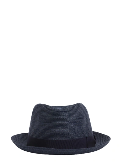 Borsalino Short Brim Straw Panama Hat In Blue