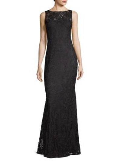 Karl Lagerfeld Sleek Lace Gown In Black