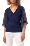 Chaus Embellished Sleeve Surplice Blouse In Jbs Navy