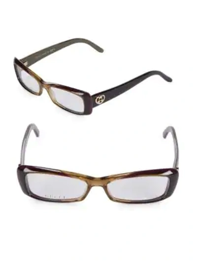 Gucci 52mm Rectangular Optical Glasses In Brown