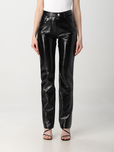 Courrèges Logo Embroidered Zipped Pants In Black