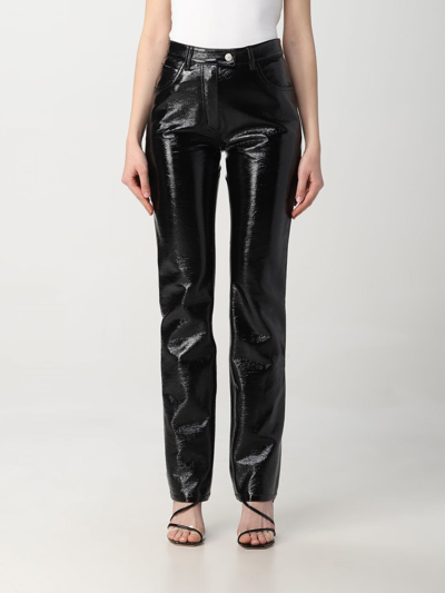 Courrèges Reversed Vinyl Pants In Black