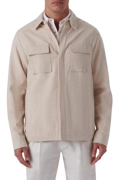 Bugatchi Men's Linen & Cotton-blend Button-up Shirt Jacket In Beige