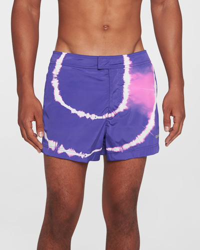 Off-white Tie-dye Printed Shorts In Violet