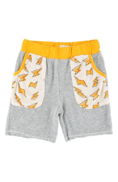 Miki Miette Kids' Alek Bolt Colorblock Cotton Shorts In Yellow