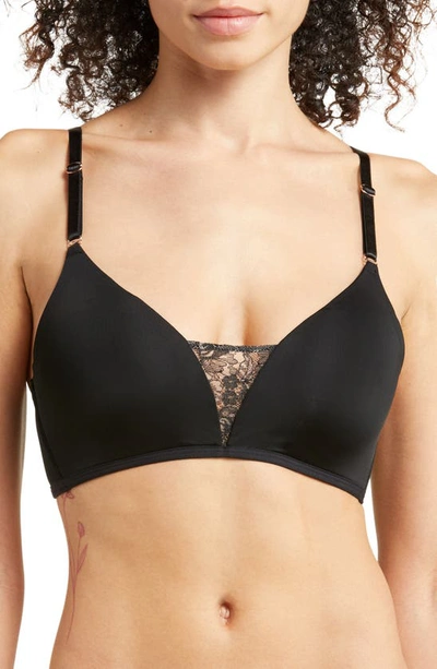 Skarlett Blue Entice Wireless Push-up Bra In Black,nylon