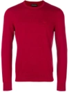 Emporio Armani Slim Fit Logo Sweater In Red