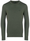 Emporio Armani Slim Fit Logo Sweater In Green
