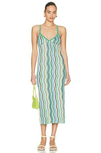 Simon Miller Comet Striped Midi Dress In Green,multi