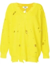 Msgm Distressed Style Sweater - Yellow
