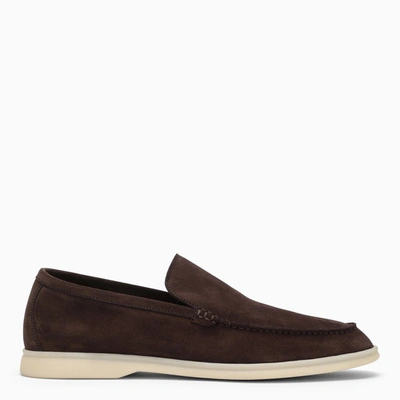 Loro Piana Open Walk Chocolate Suede Loafer In Brown