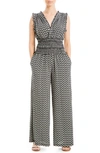 Max Studio Wide Leg Crepe Jumpsuit In Black/ Sage Simply Daisy