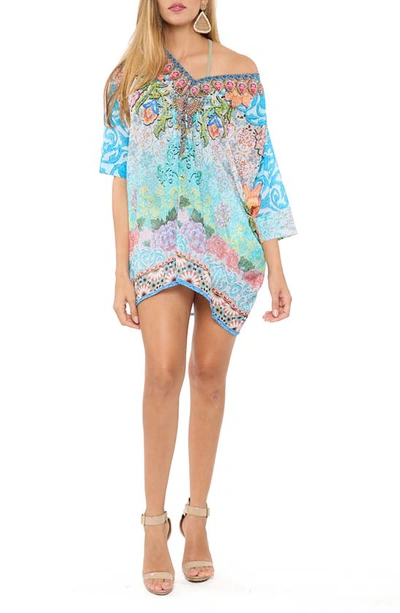 Ranee's Crystal Embellished Blue Short Kaftan