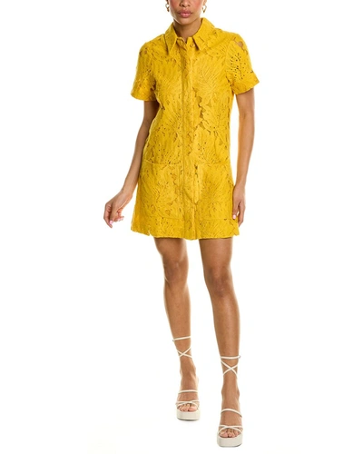Ted Baker Lace Shirtdress In Yellow