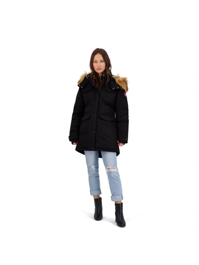 Canada Weather Gear Womens Faux Fur Heavyweight Parka Coat In Black