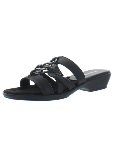 Easy Street Torrid Womens Faux Leather Slip On Slide Sandals In Black