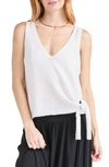 Splendid Berkeley Side Tie Cotton Sweater Tank In White