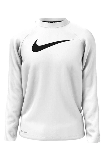 Nike Kids' Hydroguard Dri-fit Long Sleeve Rashguard In White