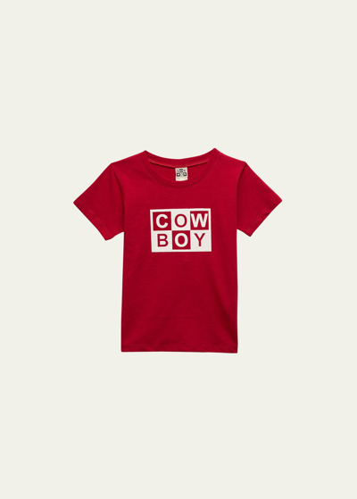 Bonton Kids' Graphic-print Cotton T-shirt In Rouge Billy