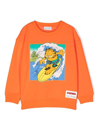 Marc Jacobs Kids' Graphic-print Crew-neck Sweatshirt In Orange