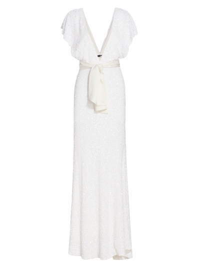 Rotate Birger Christensen Sequin-embellished Gown In White
