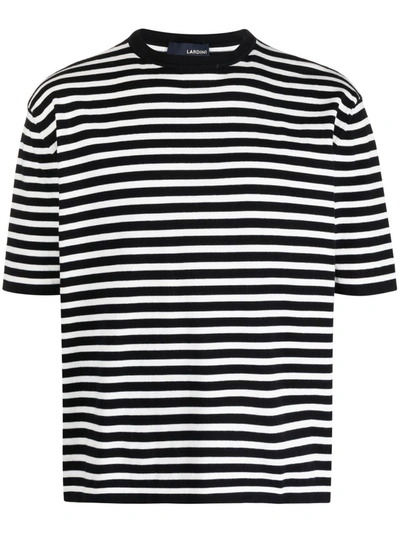 Lardini Short-sleeve Striped T-shirt In Black