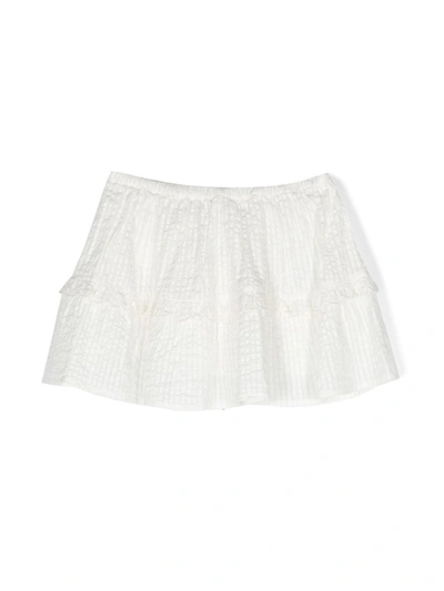 Bonpoint Kids' Tiered Cotton Skirt In White