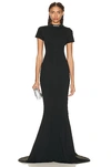 Balenciaga Embroidered Stretch-cotton Jersey Maxi Dress In Black