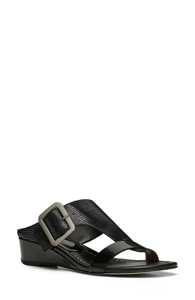 Donald Pliner Vine Buckled Wedge Sandal In Black